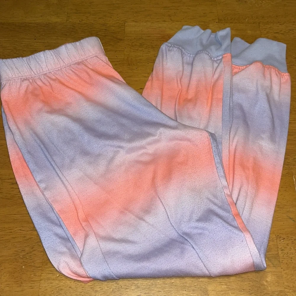 2 Piece Long Sleeve Pajama and Pant Set Unicorn/Tie Dye Purple/Orange Girls XL